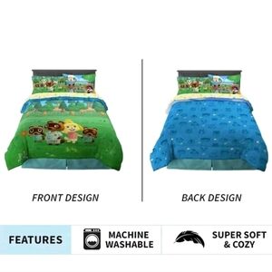 Animal Crossing 5 PC Comforter Sheets Set Twin Size Reversible BED IN A BAG